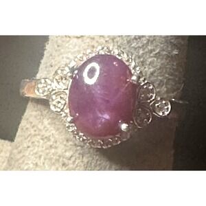 Sterling silver ring with red star ruby